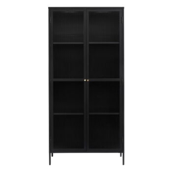 Čierna kovová vitrína 90x190 cm Bronco - Unique Furniture