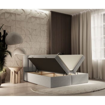 Svetlosivá boxspring posteľ s úložným priestorom 160x200 cm Novento – Maison de Rêve - Image 6