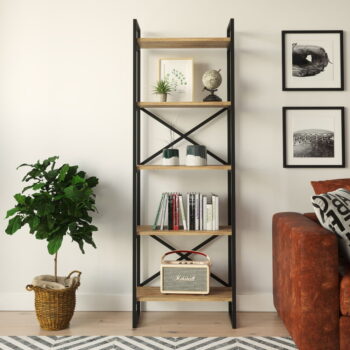 Čierny/prírodný regál v dekore borovice 58x175 cm Nicol - Kalune Design - Image 3