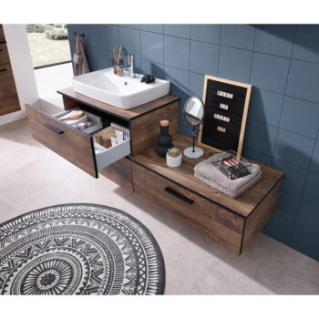 Hnedá závesná skrinka v dekore duba bez umývadla 71x51 cm Set 374 - Pelipal – Obrázok 8