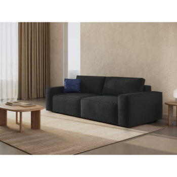 Čierna rozkladacia pohovka z textílie bouclé 247 cm Jodie – Micadoni Home - Image 2