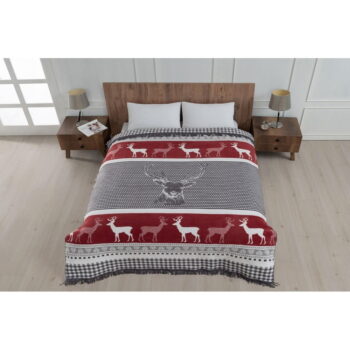 Červený/sivý pléd 150x200 cm – Mila Home