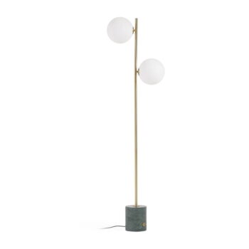 Stojacia lampa v zeleno-zlatej farbe so skleneným tienidlom (výška 161 cm) Lonela - Kave Home