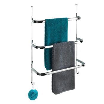 Strieborný samodržiaci věšiak na uteráky Wenko Towel Holder Chrome, 21 × 54 cm - Image 6