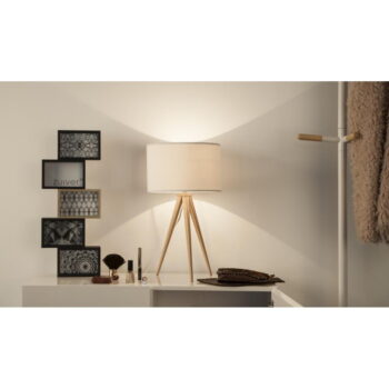 Biela stolová lampa Zuiver Tripod Wood – Obrázok 2