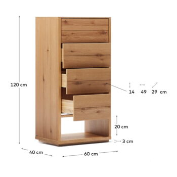 Vysoká komoda v dekore duba v prírodnej farbe 60x120 cm Alguema – Kave Home – Obrázok 6