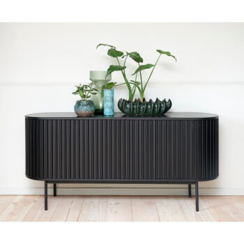 Čierna nízka komoda v dekore duba s posuvnými dverami 73x160 cm Siena – Unique Furniture - Image 5