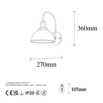 Čierne nástenné svietidlo ø 21 cm Varzan – Opviq lights - Image 6