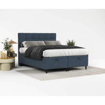 Tmavomodrá čalúnená dvojlôžková posteľ s úložným priestorom 160x200 cm Senses – Maison de Rêve - Image 5