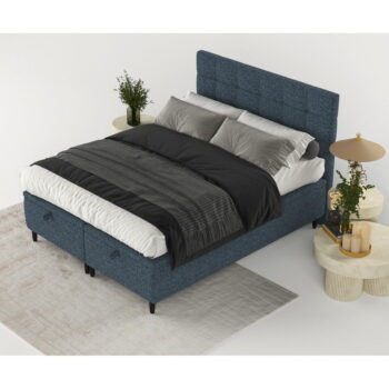 Tmavomodrá čalúnená dvojlôžková posteľ s úložným priestorom 180x200 cm Senses – Maison de Rêve – Obrázok 7