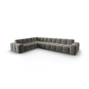 Sivá zamatová rohová pohovka (ľavý roh) Kendal - Micadoni Home - Image 2