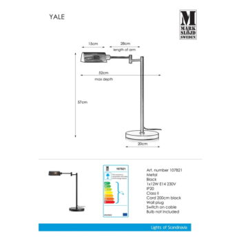 Čierna stolová lampa Markslöjd Yale Table Black - Image 3