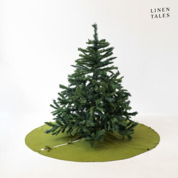 Zelený okrúhly koberec pod vianočný stromček ø 125 cm – Linen Tales