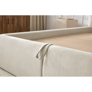 Béžová čalúnená dvojlôžková posteľ s úložným priestorom s roštom 180x200 cm Clothilde – Bobochic Paris - Image 9