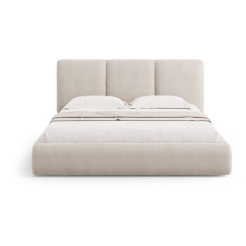 Béžová čalúnená dvojlôžková posteľ s úložným priestorom s roštom 140x200 cm Brody – Mazzini Beds - Image 3