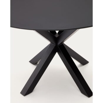 Čierny okrúhly jedálenský stôl so sklenenou doskou ø 120 cm Argo – Kave Home - Image 3