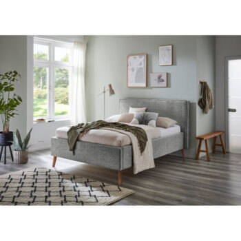 Sivá čalúnená dvojlôžková posteľ s úložným priestorom s roštom 140x200 cm Riva – Meise Möbel - Image 2