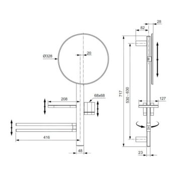 Nástenné zrkadlo s poličkou/s vešiakom ø 33 cm ALU+ – Ideal Standard - Image 5