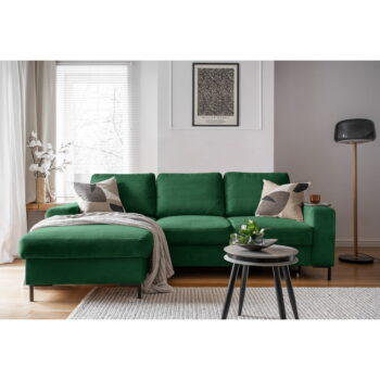 Tmavozelená menčestrová rozkladacia rohová pohovka (ľavý roh) Lofty Lilly – Miuform - Image 5