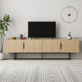 TV stolík v dekore duba v prírodnej farbe 200x55 cm Titan – Marckeric – Obrázok 6
