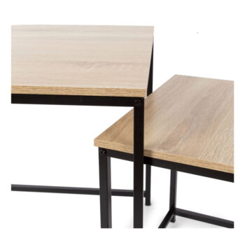 Konferenčné stolíky v prírodnej farbe v súprave 3 ks 50x50 cm – Compactor - Image 3