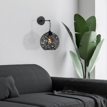 Čierne nástenné svietidlo ø 25 cm Fellini – Opviq lights – Obrázok 4