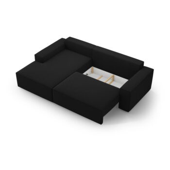 Čierna rozkladacia rohová pohovka (ľavý roh) Jodie – Micadoni Home - Image 6