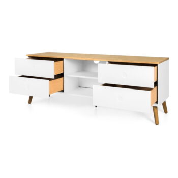 Biely TV stolík s detailmi v dekore dubového dreva Tenzo Dot, šírka 162 cm - Image 2