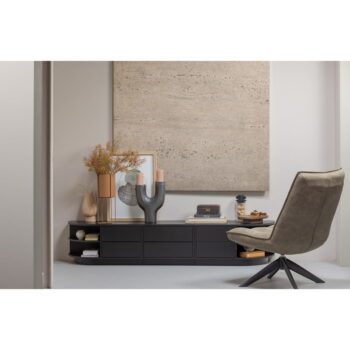 Čierny modulárny TV stolík z borovicového dreva 75x40 cm Finca – WOOOD - Image 5