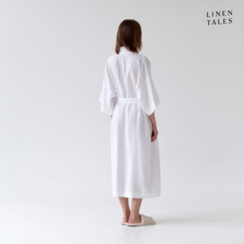 Biely ľanový župan veľkosť L/XL Summer - Linen Tales - Image 2