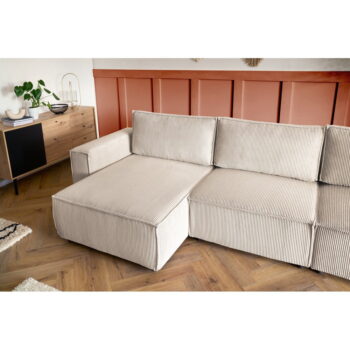 Krémovobiela menčestrová rohová pohovka (pravý roh/do tvaru "U") Nihad modular – Bobochic Paris - Image 8