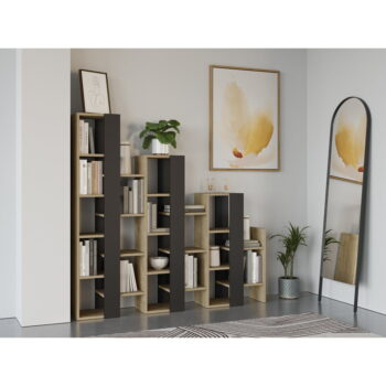 Regál v dekore duba v čierno-prírodnej farbe 158x151 cm Anissa – Marckeric - Image 7