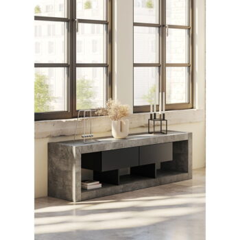 Sivo-čierny TV stolík v dekore betónu 175x52 cm Nara – TemaHome - Image 5