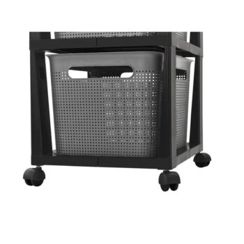 Čierny/sivý plastový pojazdný regál 30x77 cm Brisen – Rotho - Image 6