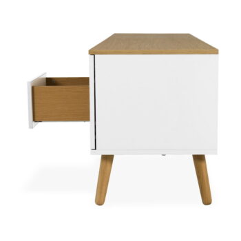 Biely TV stolík s detailmi v dekore dubového dreva Tenzo Dot, šírka 192 cm - Image 7