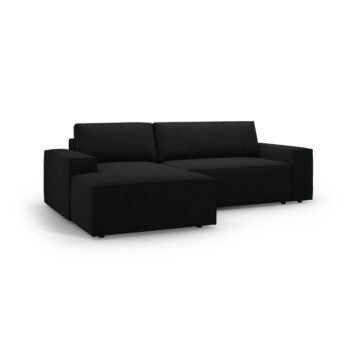 Čierna rozkladacia rohová pohovka z textílie bouclé (ľavý roh) Jodie – Micadoni Home - Image 4
