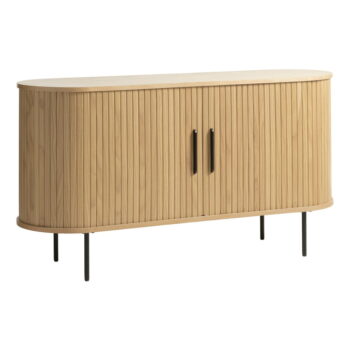Nízka komoda v dekore duba s posuvnými dverami v prírodnej farbe 140x76 cm Nola – Unique Furniture – Obrázok 2