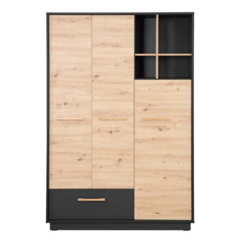 Detská šatníková skriňa v dekore duba v antracitovo–prírodnej farbe 132x195 cm Lenn – Roba - Image 3