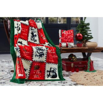 Červená mikroplyšová deka s vianočným motívom 100x170 cm – Mila Home