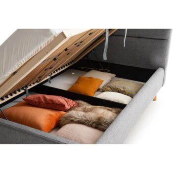 Sivá čalúnená dvojlôžková posteľ s úložným priestorom s roštom 140x200 cm Lotte - Meise Möbel – Obrázok 3