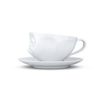 Biely mrzutý porcelánový hrnček s tanierikom 58products - Image 3