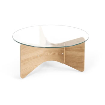 Okrúhly konferenčný stolík so sklenenou doskou v prírodnej farbe ø 84 cm Madera – Umbra - Image 6
