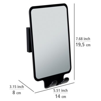 Kozmetické zrkadlo s vešiakom 14x19.5 cm Quadro Black – Wenko - Image 7