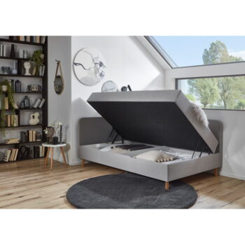 Svetlosivá čalúnená jednolôžková posteľ s úložným priestorom 90x200 cm Cabana – Meise Möbel - Image 9