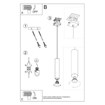 Krémové závesné svietidlo ø 8 cm Castro – Nice Lamps - Image 3