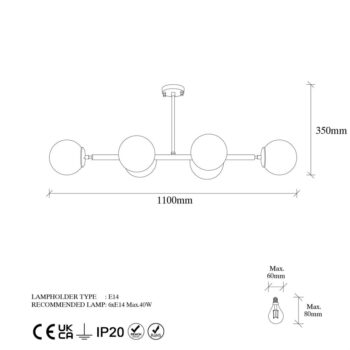 Stropné svietidlo v bielo-zlatej farbe so skleneným tienidlom 40x110 cm Fazli – Opviq lights - Image 6
