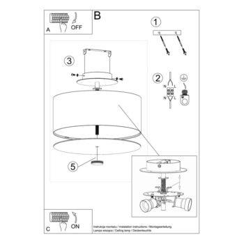 Čierne stropné svietidlo s textilným tienidlom ø 30 cm Herra – Nice Lamps - Image 7