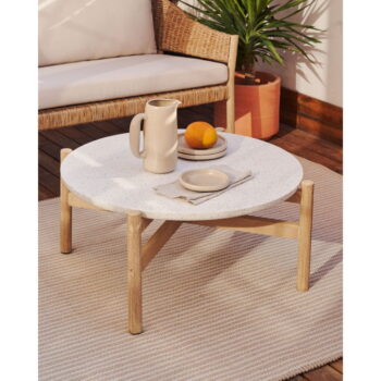 Okrúhly záhradný odkladací stolík s terrazzo doskou ø 88,5 cm Pola – Kave Home - Image 2