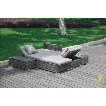 Sivý záhradný lounge set z umelého ratanu pre 4 Alcudia – Garden Pleasure - Image 10