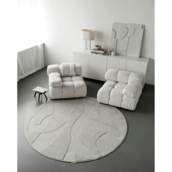 Svetlosivý vlnený okrúhly koberec ø 120 cm Morphic Botanica – Agnella - Image 2